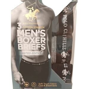 3 Pc Beverly Hills Polo Club Boxer Briefs Sz M Black Gray Cotton Stretch Luxury